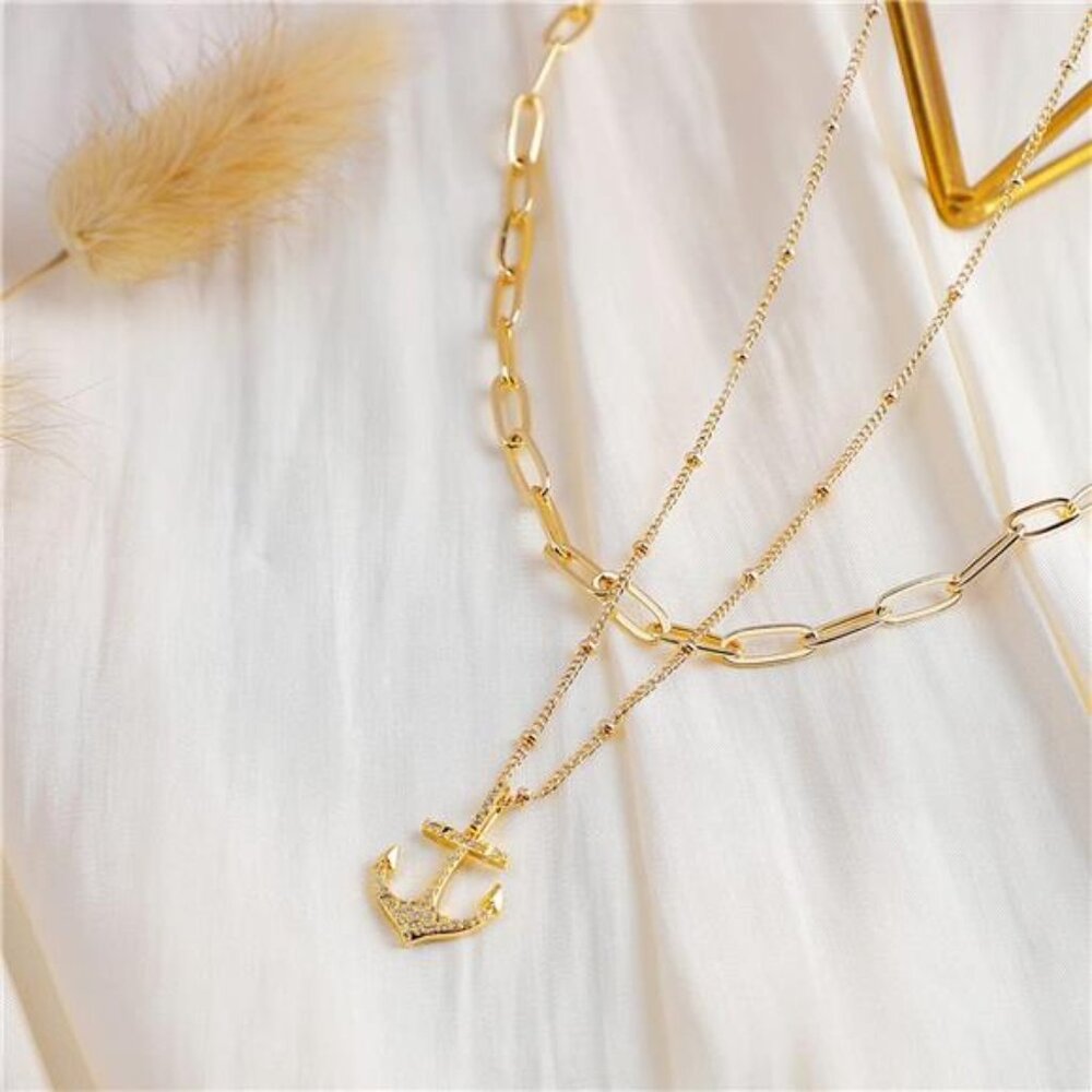 Layered Heart Necklace Pendant Handmade 18k Gold Plated Dainty Gold
